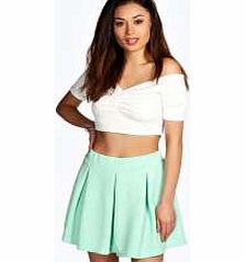 boohoo Jacquard Waffle Box Pleat Skater Skirt - mint