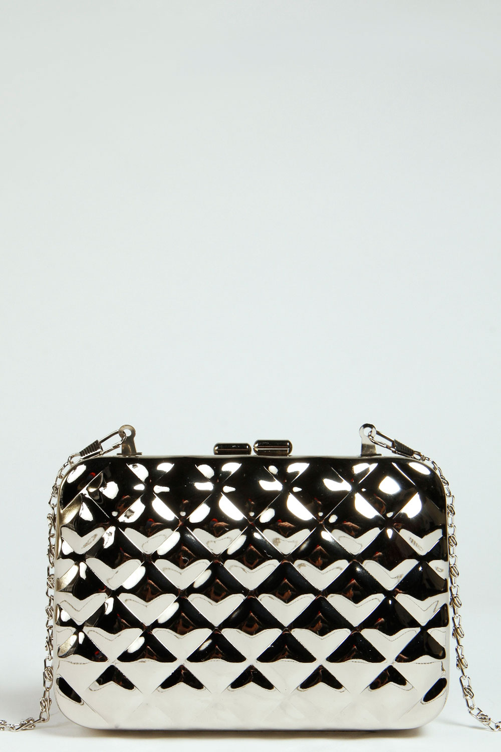 Jade Quilted Metal Box Clutch Bag -