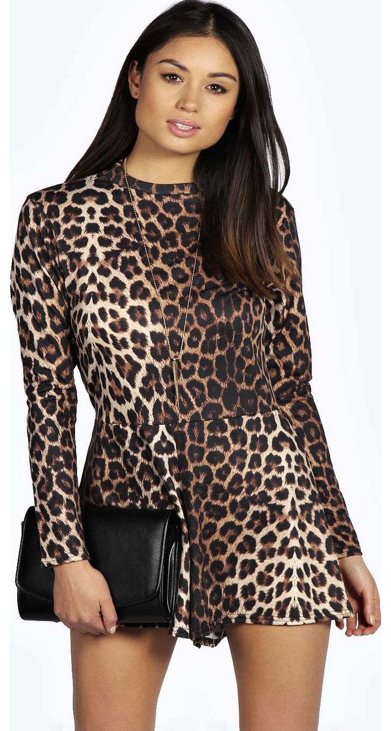 Jazmine Animal Long Sleeve Turtle Neck Playsuit