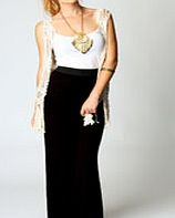 boohoo Jersey Contrast Waistband Maxi Skirt - black