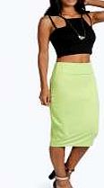 boohoo Jersey Midi Length Tube Skirt - lime azz53418