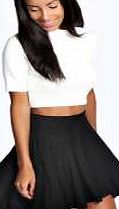 boohoo Jersey Viscose Skater Skirt - black azz33319