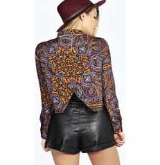 Jessica Printed Wrap Back Boxy Shirt - multi