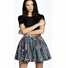 boohoo Kaleidoscope Print Volume Scuba Skater Skirt -