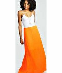 boohoo Kat Chiffon Maxi Skirt - neon-coral azz30549