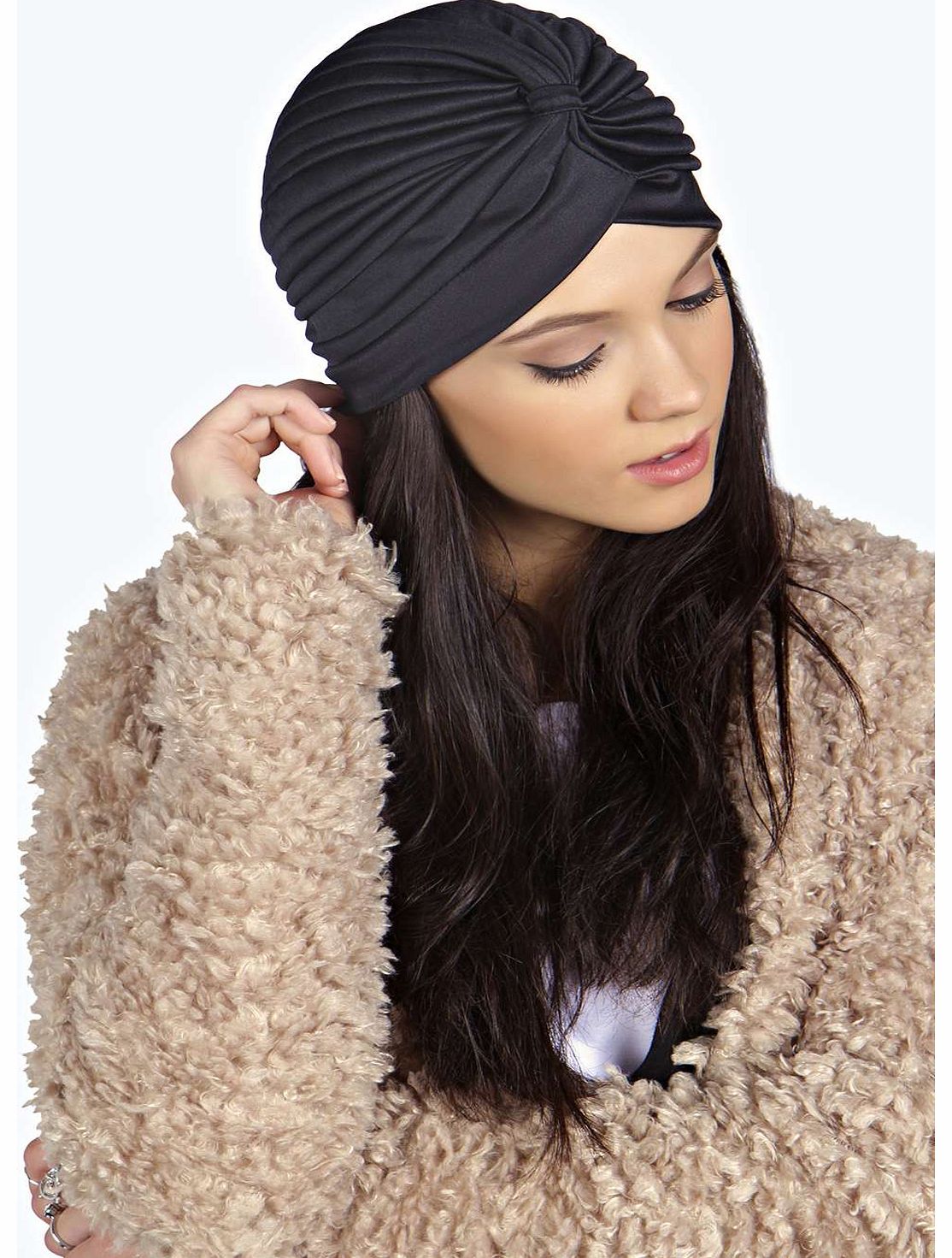 Katie Satin Turban - black azz18901