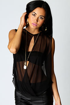 Katie Split Front Chiffon Blouse Female