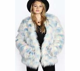 Katja Rainbow Pastel Faux Fur Coat - multi