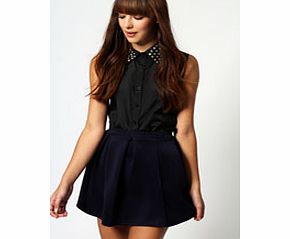 boohoo Katty Scuba Box Pleat Skater Skirt - navy azz47865