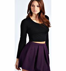 boohoo Katty Scuba Box Pleat Skater Skirt - plum azz47865