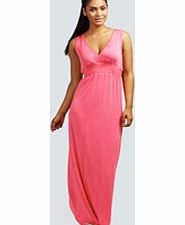 boohoo Katy Plunge Full Skirt Maxi Dress - coral azz24772