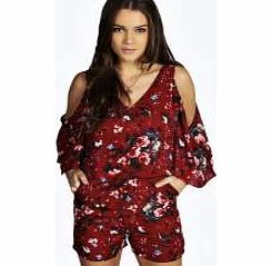 Kelsea Floral Cold Shoulder Chiffon Playsuit -