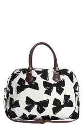 Kiki Large Canvas Bow Print Weekend Bag