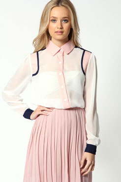 Kristen Colour Block Chiffon Blouse Female