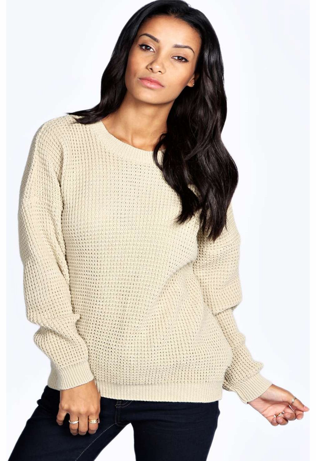 Kristy Oversized Fisherman Jumper - stone azz18975