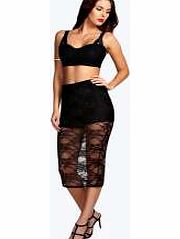 boohoo Lace Knicker Short Midi Skirt - black azz12812