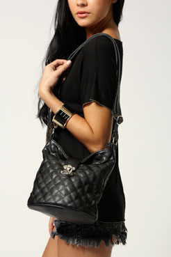 Lara Quilted Cross Body Bucket Bag Female