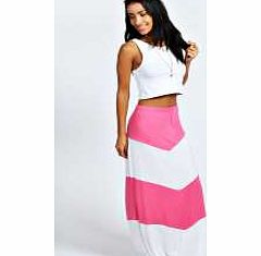 boohoo Large Stripe Jersey Maxi Skirt - lipstick azz30630