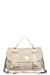 Larysa Taupe Snake Skin Satchel