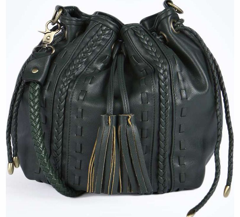 Leigh Plaited Tassel Duffle Bag - green azz18309