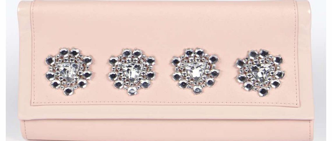 Leila Flower Gem Clutch Bag - pink azz16047