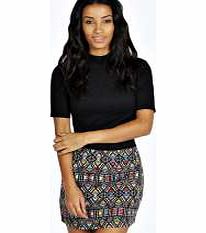 boohoo Lia Aztec Brushed Knit Mini Skirt - multi azz21760