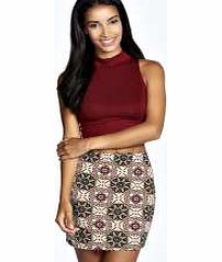 boohoo Lilah Tile Print Mini Skirt - multi azz20461