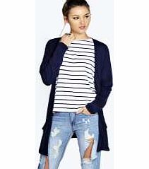 Lilly Long Sleeve Jersey Pocket Cardigan - navy