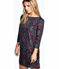 Liz 3/4 Sleeve Paisley Print Shift Dress - multi