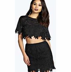 boohoo Lola Leaf Embroidered Mini Skirt - black azz21378