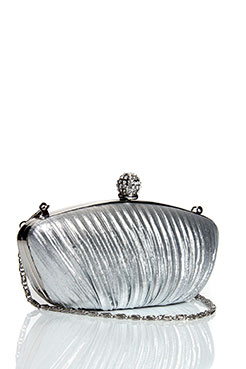 Lola Pleat Detail Diamante Clasp Hard Clutch