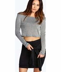 boohoo Loop Back Sweat Tie Waist Mini Skirt - black