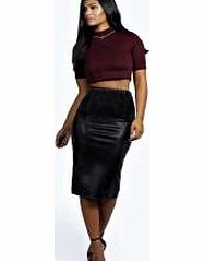 boohoo Lorrie PU Midi Skirt - black azz22689