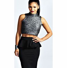 boohoo Lucy Black Peplum Mini Skirt - black azz36023