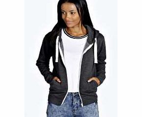 Macy Zip Through Hoody - charcoal azz20090