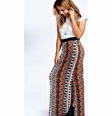 boohoo Masie Printed Side Split Maxi Skirt - multi