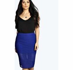 boohoo Mesh Stripe Bodycon Midi Skirt - cobalt azz10738