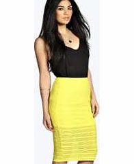 boohoo Mesh Stripe Bodycon Midi Skirt - lime azz10738