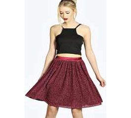 boohoo Metallic Pleated Midi Skirt - berry azz21768