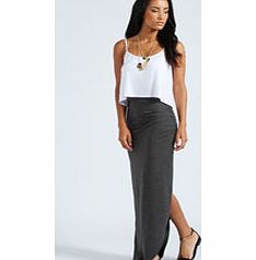 boohoo Michelle Viscose Maxi Skirt - charcoal azz51259