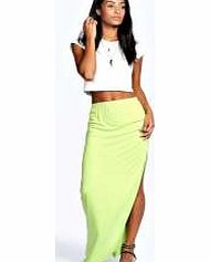 boohoo Michelle Viscose Maxi Skirt - lime azz51259