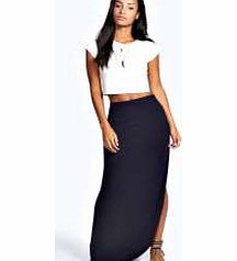 boohoo Michelle Viscose Maxi Skirt - navy azz51259