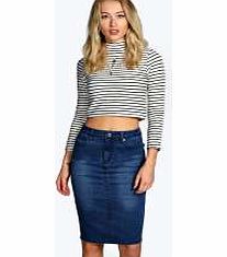 boohoo Mid Blue Denim Midi Skirt - mid blue azz12905