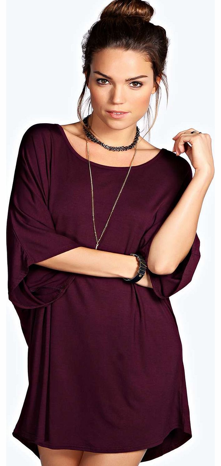 Minnie Oversized Batwing Shift Dress - plum