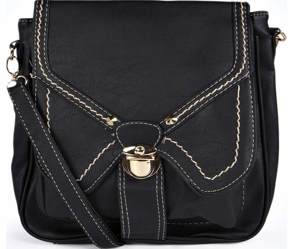 Molly Paneled Satchel Cross Body Bag - black