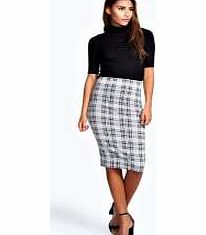 boohoo Morgan Grey Marl Tartan Midi Skirt - grey marl