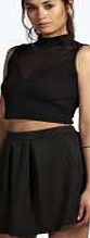 boohoo Neon Box Pleat Skater Skirt - black azz31863