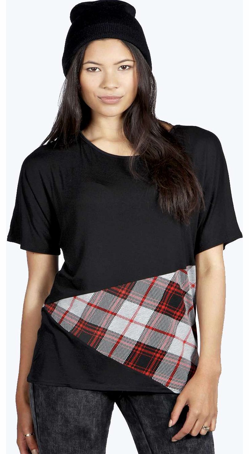 Nicole Block Panel Check Longline Tee - multi