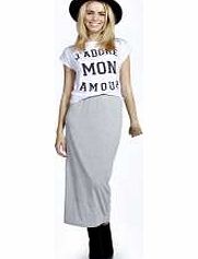 boohoo Nicole Tube Midi Skirt - grey marl azz21083