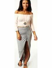 boohoo Petite Michelle Viscose Maxi Skirt - grey marl